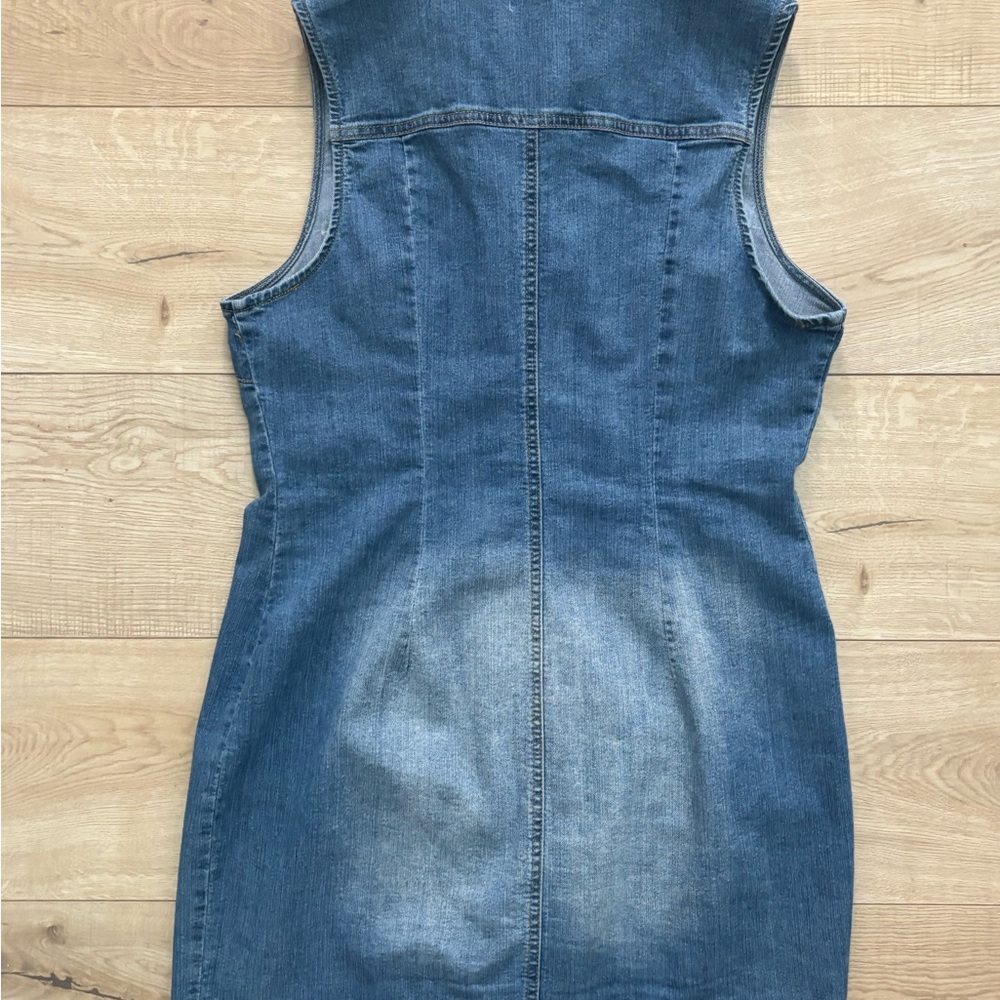 Western Sleeveless Denim Button-Up Dress Jean Size L Rodeo Love Tree Y2K Cowgirl - Picture 9 of 9